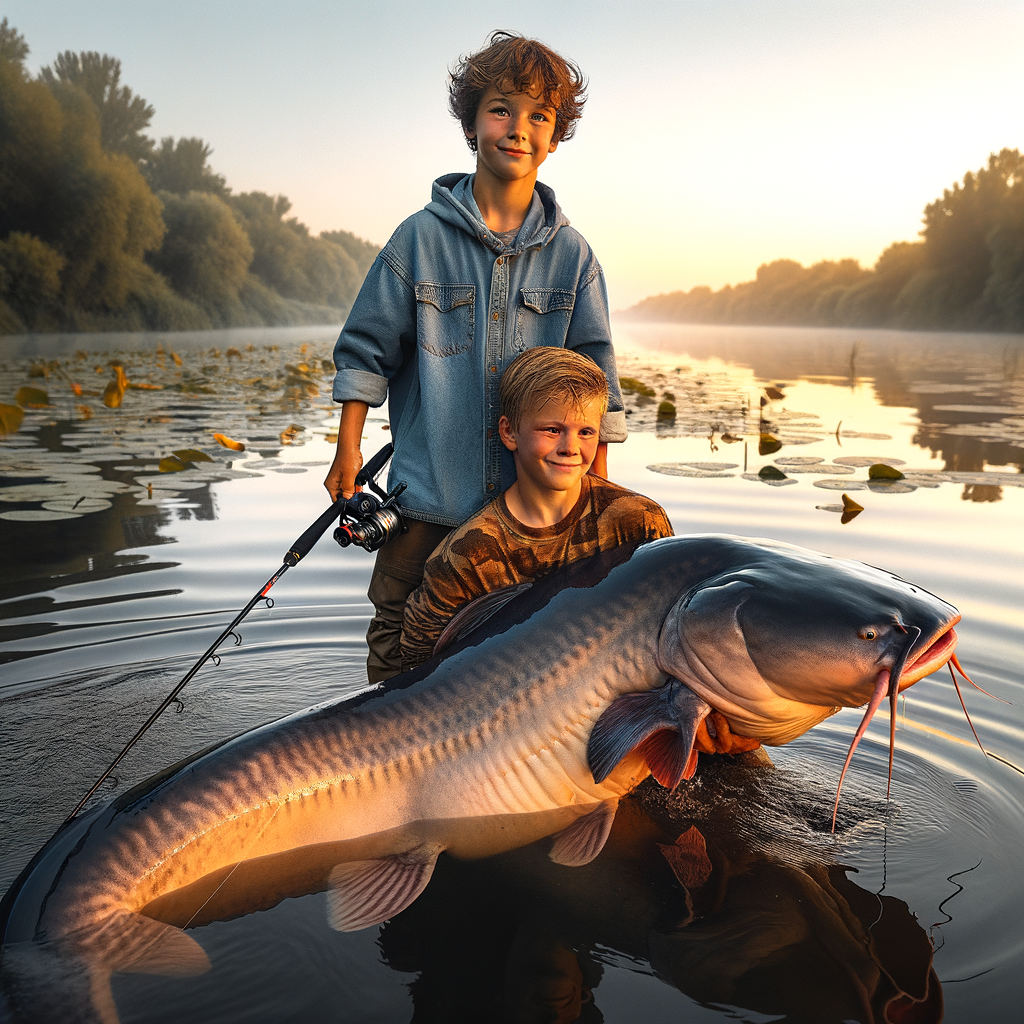 Jeune prodige de la pêche au silure