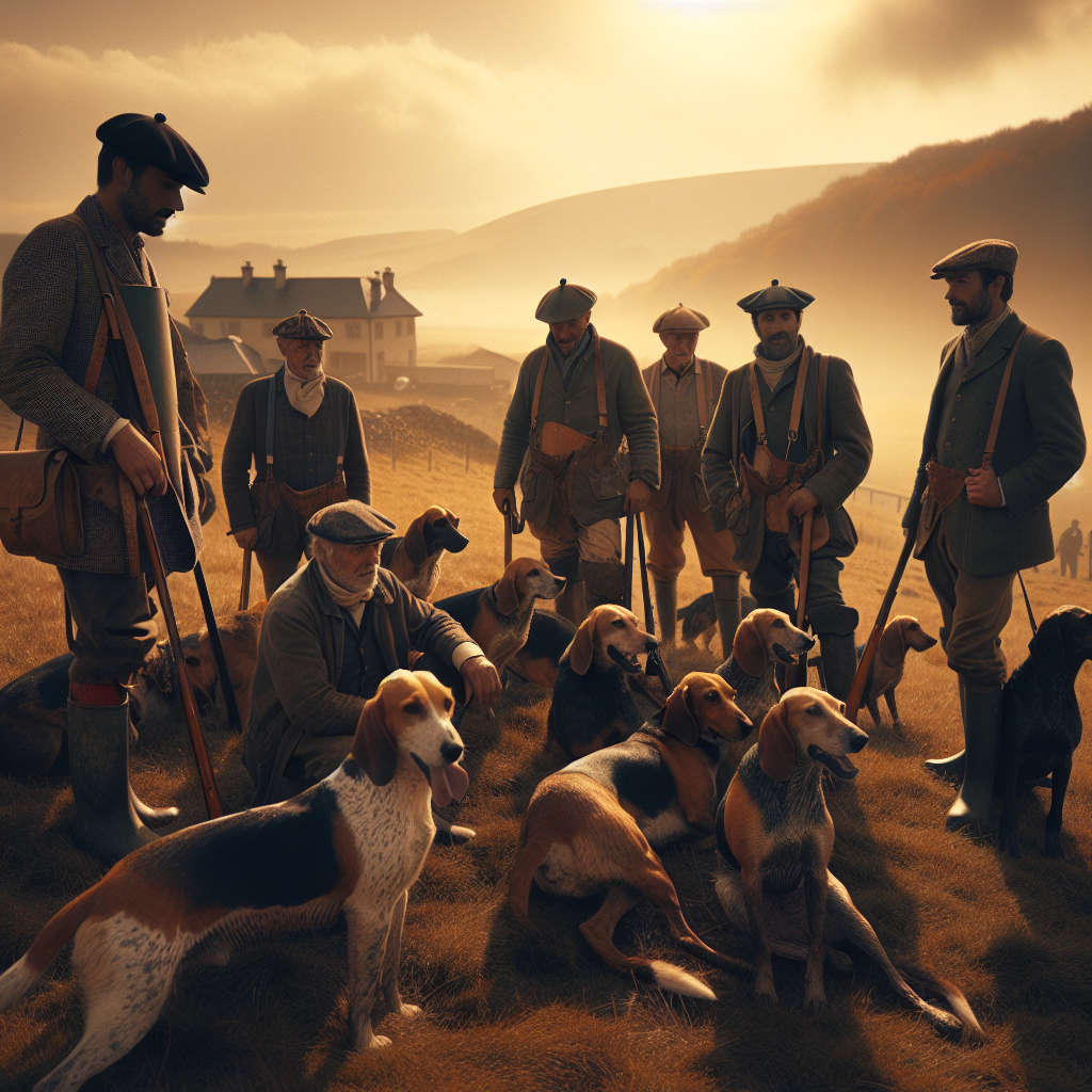 Chasse traditionnelle au lièvre avec chiens courants à Bouzon-Gellenave