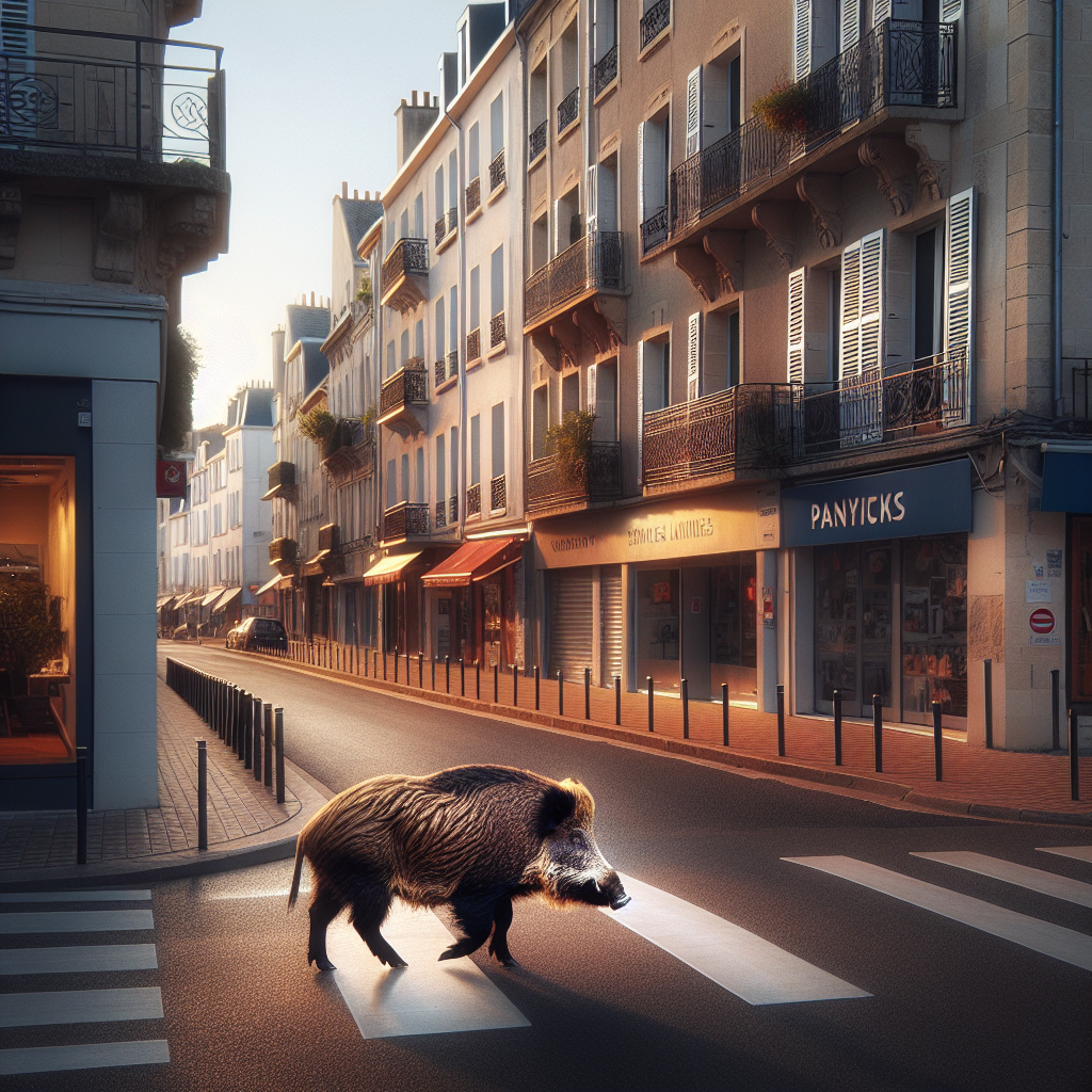 Sanglier en balade aux Sables-d'Olonne