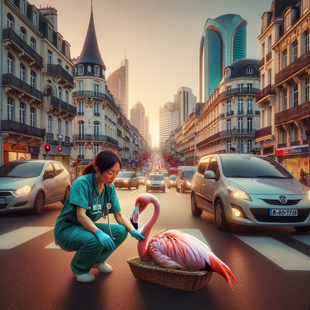 Le sauvetage insolite d’un flamant rose en pleine ville